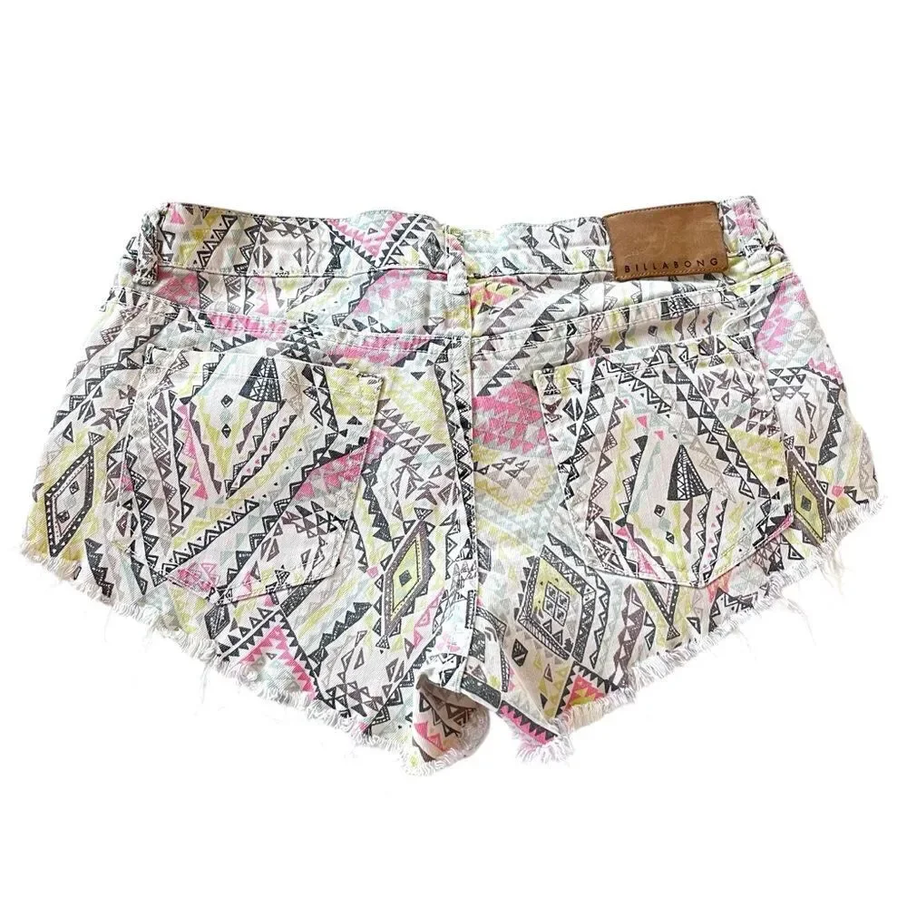 Billabong Y2K Tribal Low Rise Lace Up Denim Shorts - Picture 4 of 5